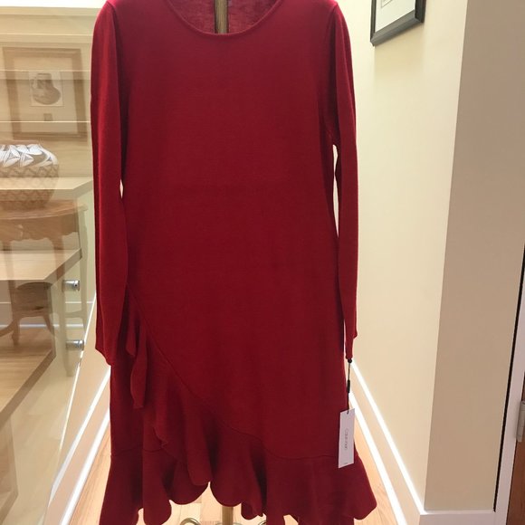 calvin klein red sweater dress
